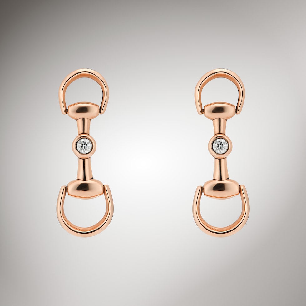 Gucci Horsebit diamond 18k earrings