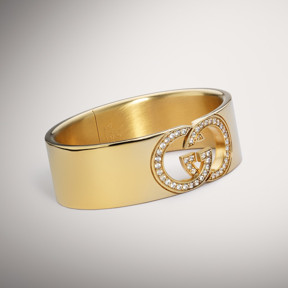 Bracelet-manchette GG enlacés Gucci avec cristaux