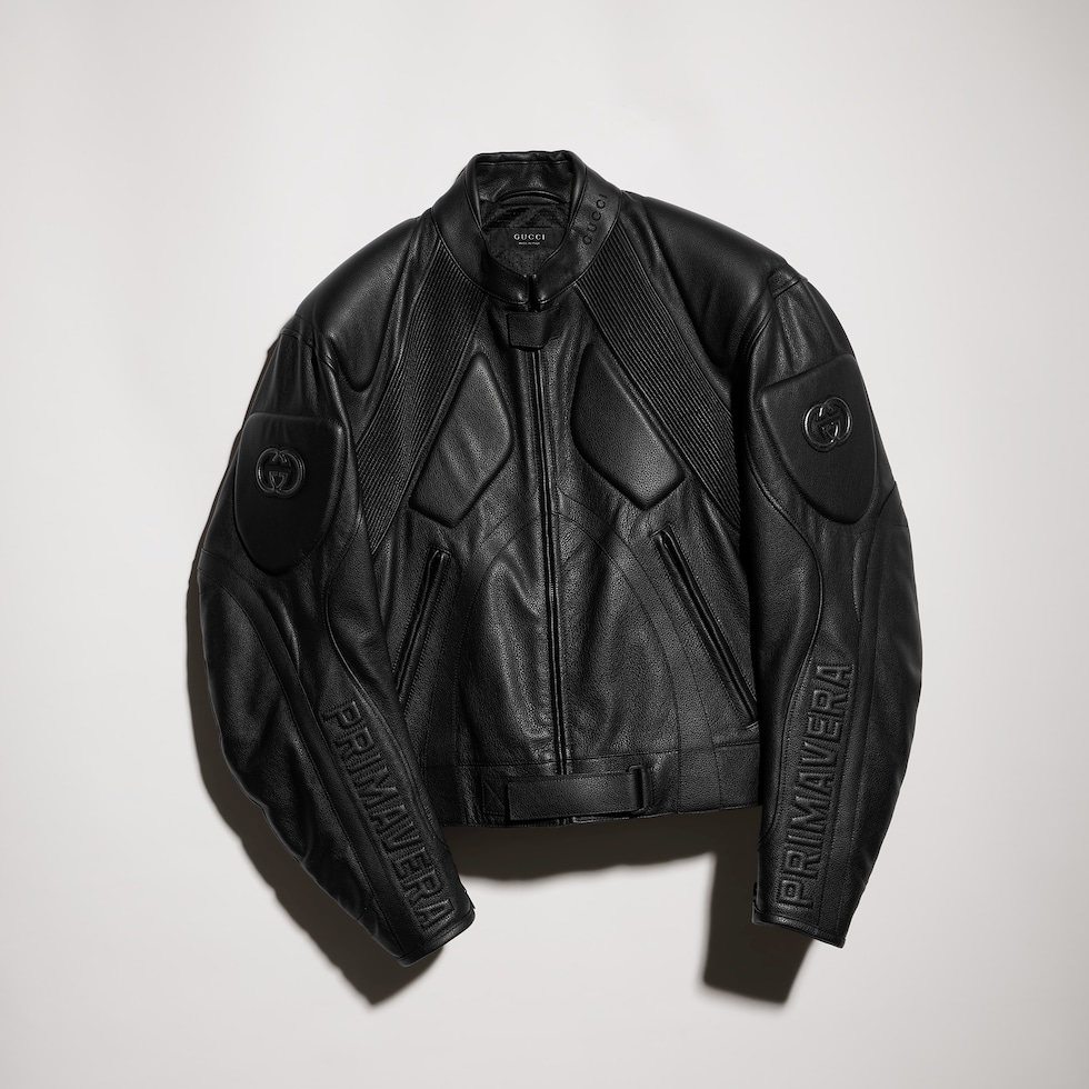 Soft grainy bull leather biker jacket