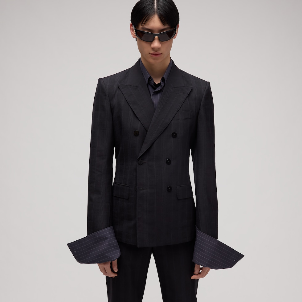 Veste en laine à carreaux avec Gucci fil coupé