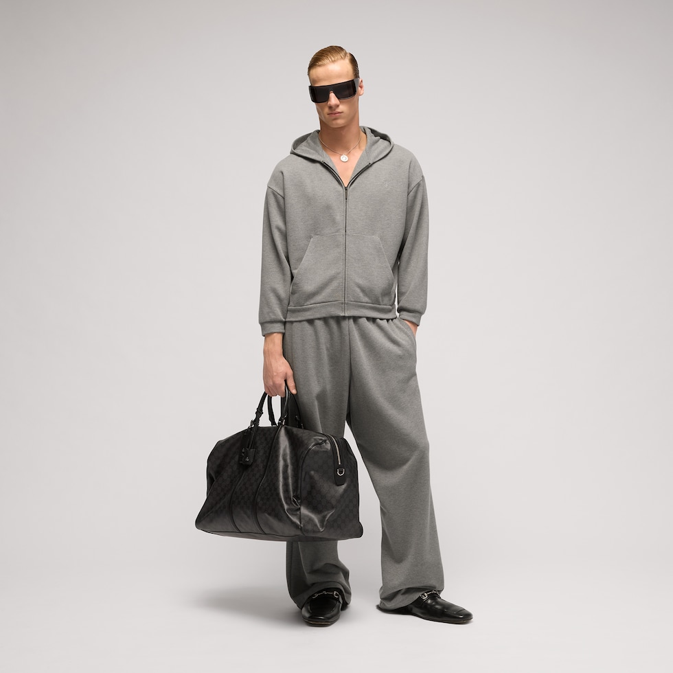 Cotton cashmere jersey zip jacket