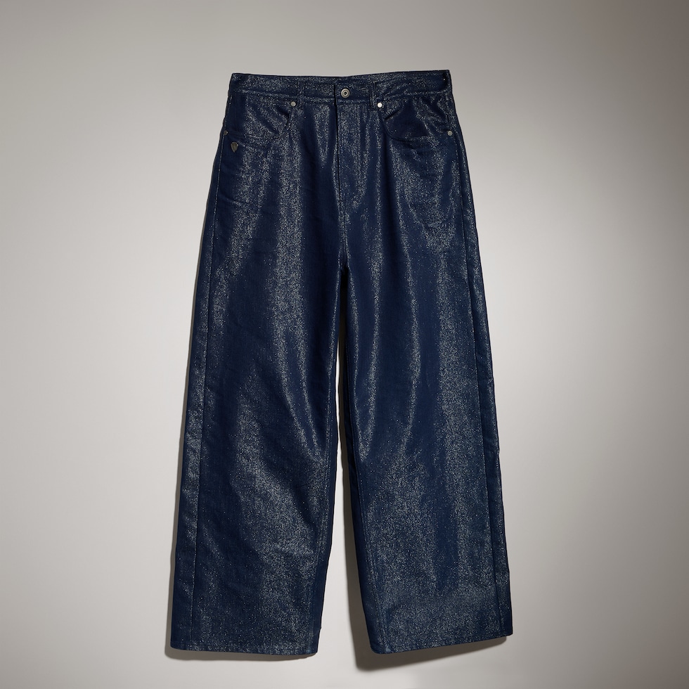 Pantalon en denim de coton avec effet 3D