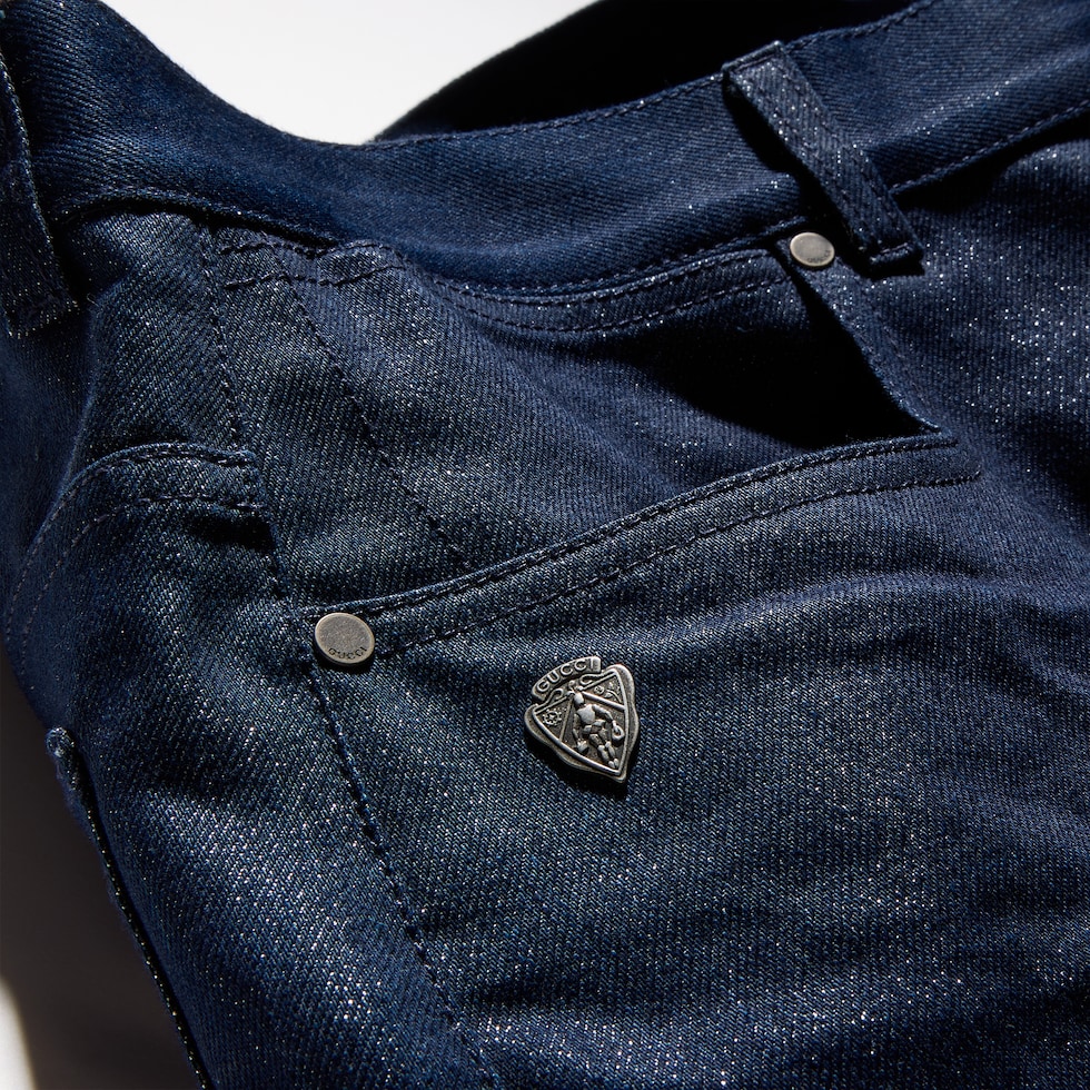 Pantalon en denim de coton avec effet 3D