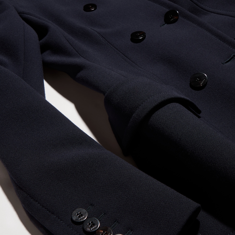 Crêpe wool long coat