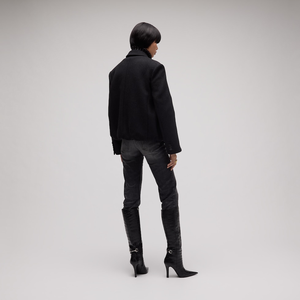 Cotton denim pants with coating