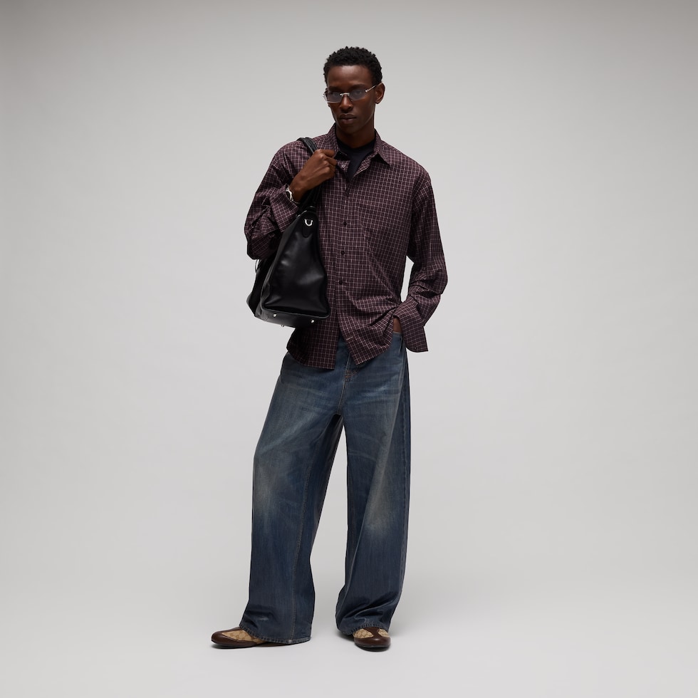 Checked washed cotton shirt