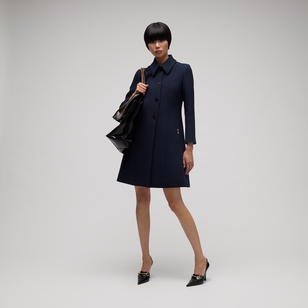 Wool natté coat with Horsebit