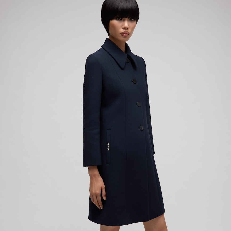 Wool natté coat with Horsebit