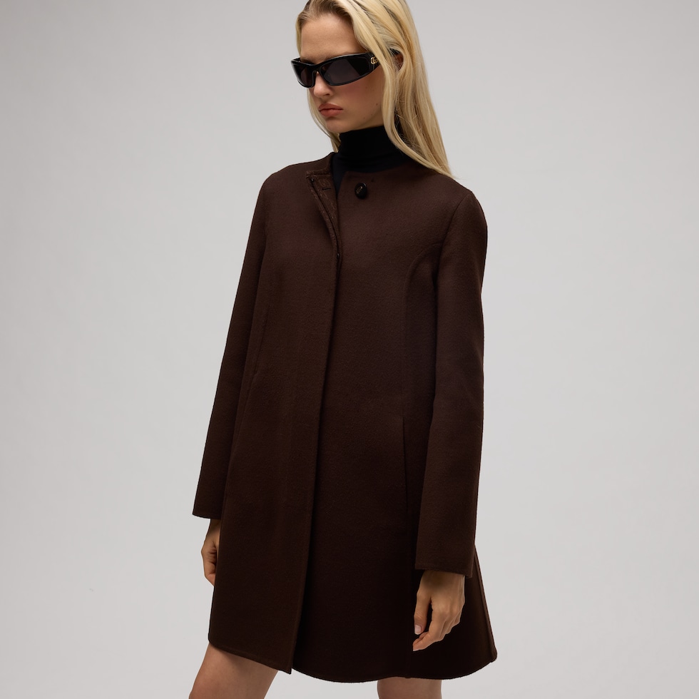Silk wool coat with GG inside