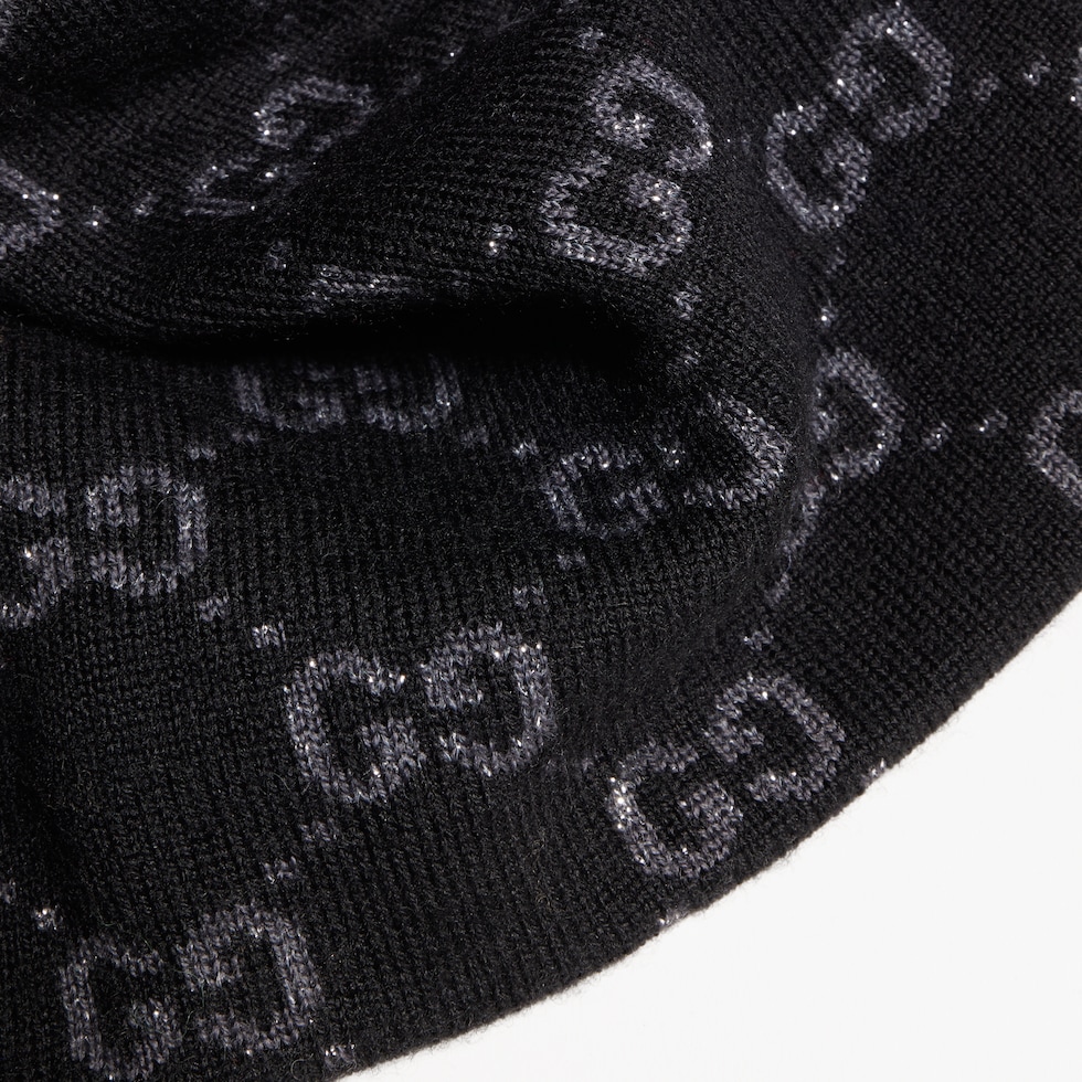 Mütze aus GG Wolle Viskose Lamé Jacquard