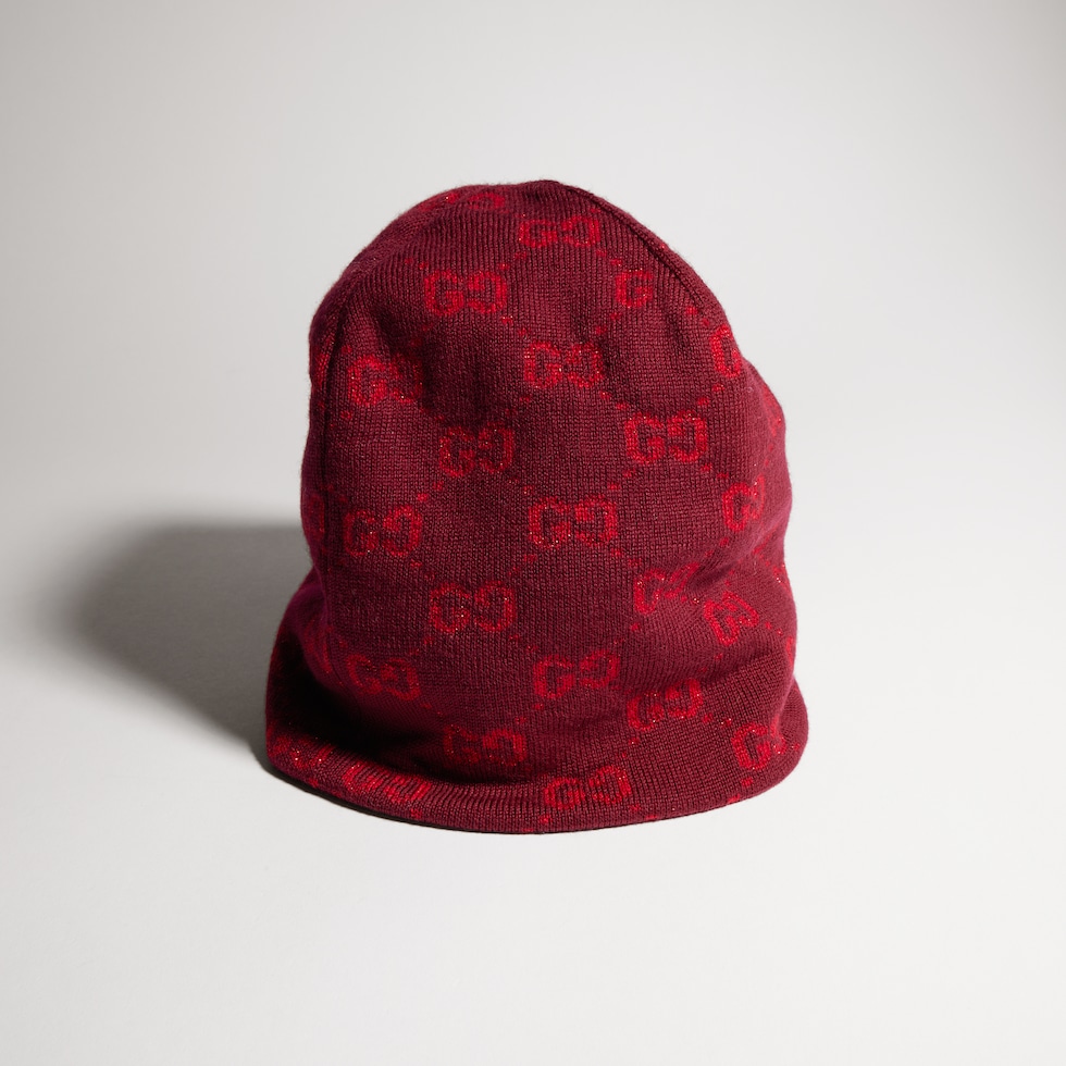GG wool viscose lamé jacquard hat
