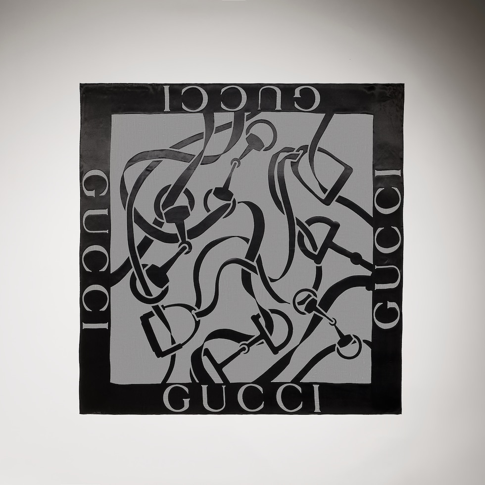 Gucci equestrian silk viscose shawl