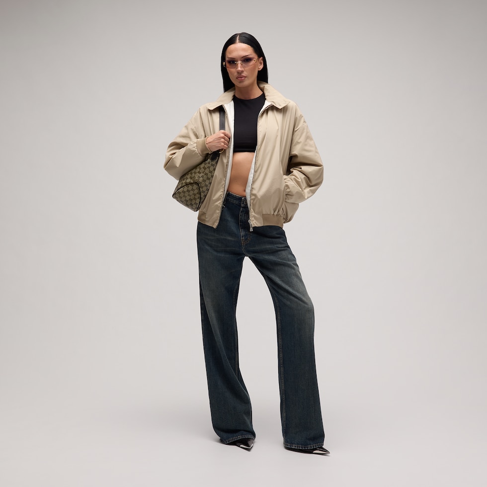 Matt technical nylon zip jacket