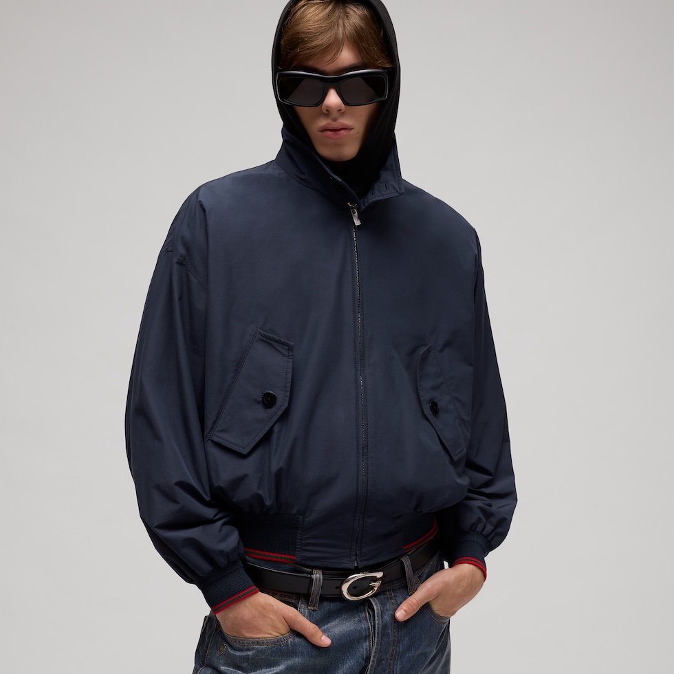 Technical cotton zip jacket