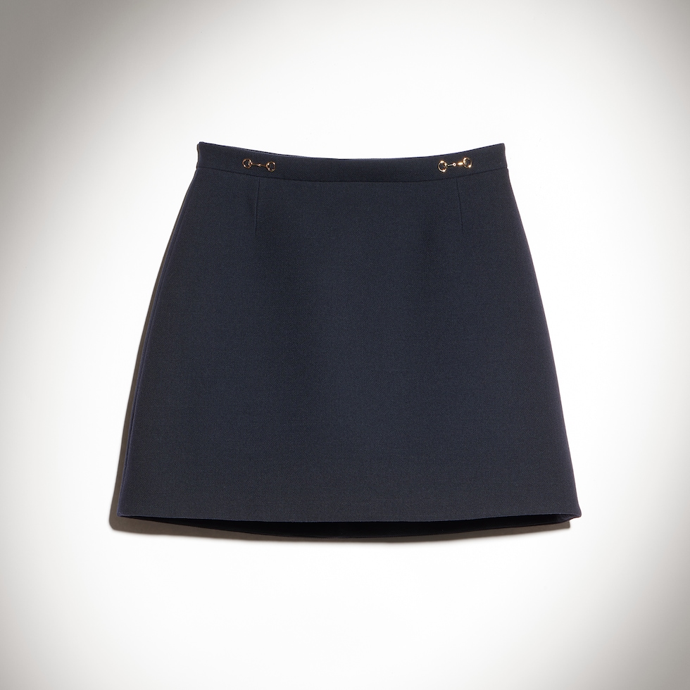 Wool crêpe skirt with Horsebit