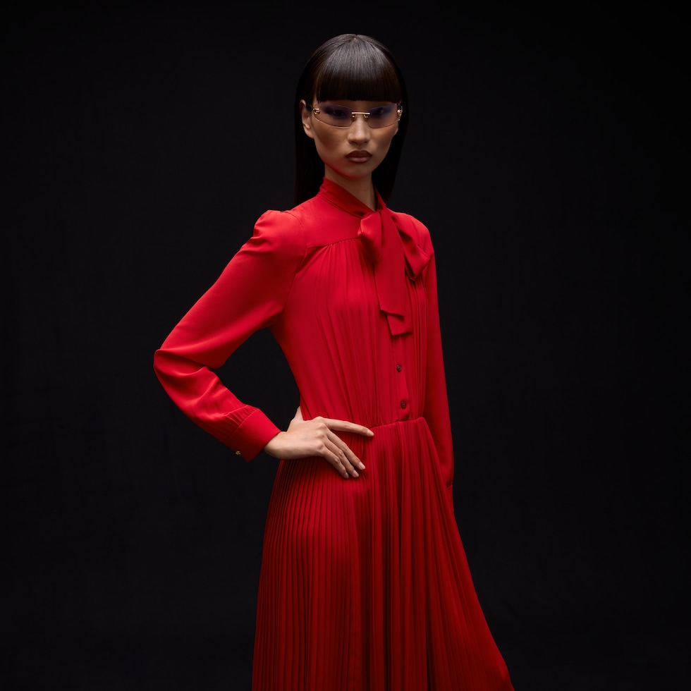 Robe chemisier en crêpe de chine en soie