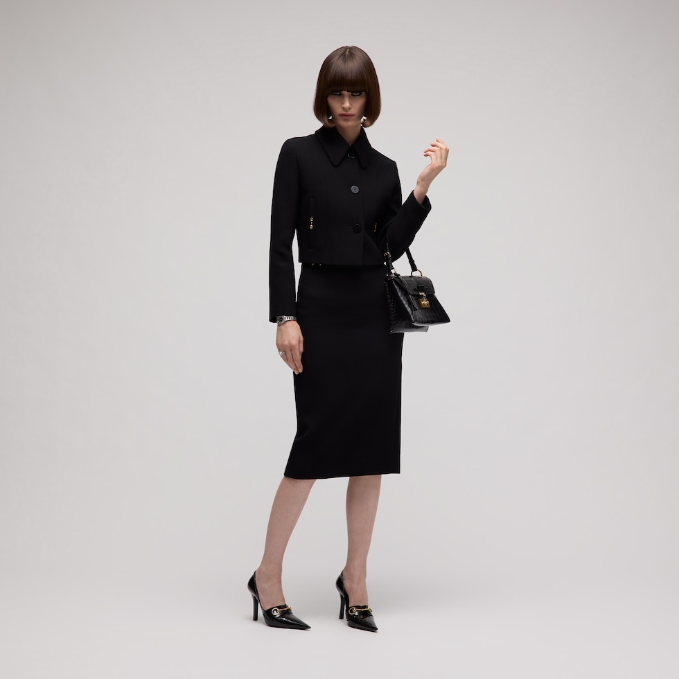 Wool crêpe skirt with Horsebit
