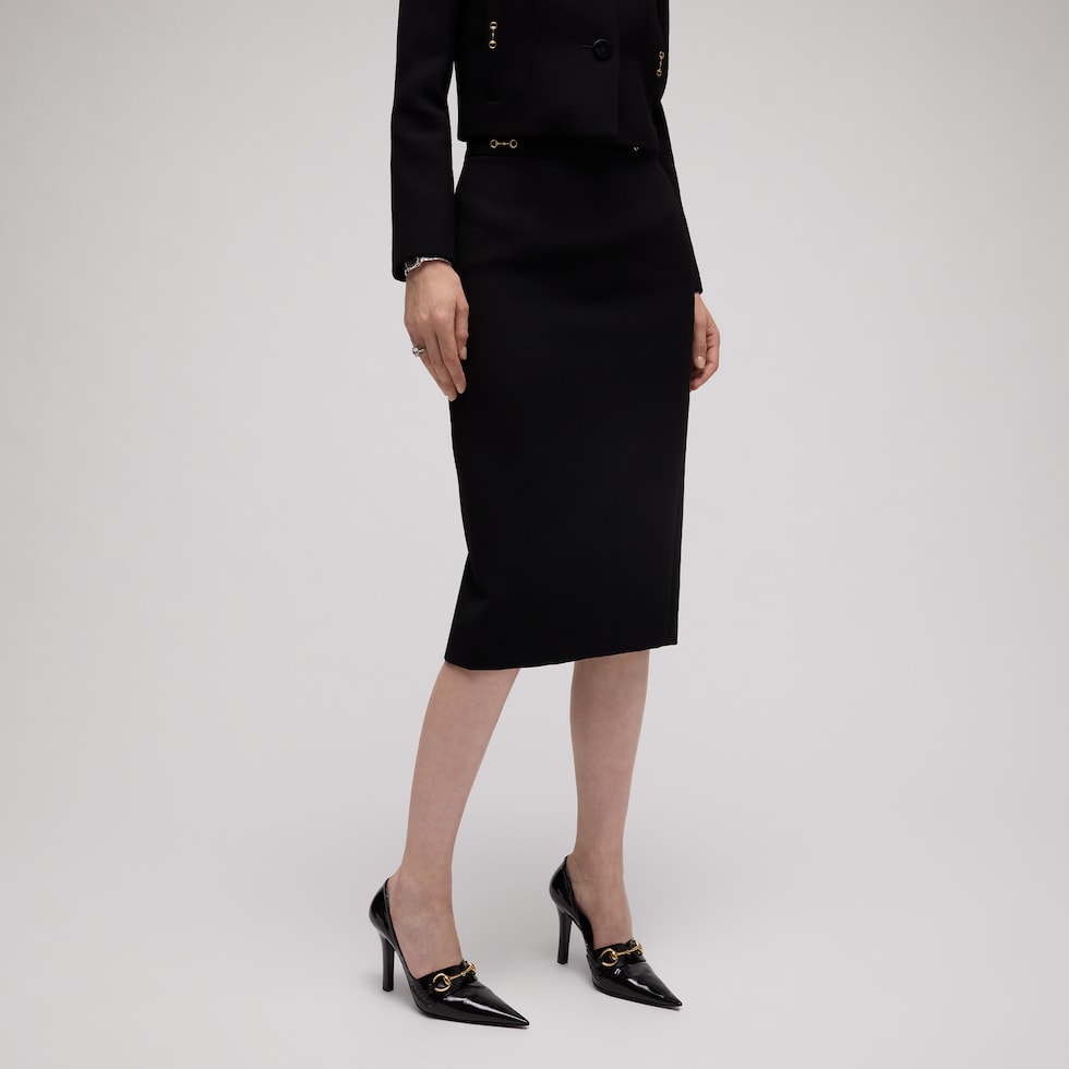 Wool crêpe skirt with Horsebit