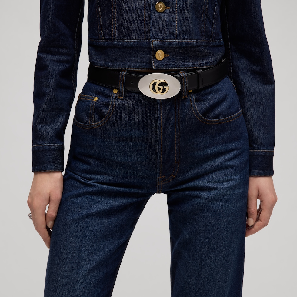 Belt with Double G plaque buckle