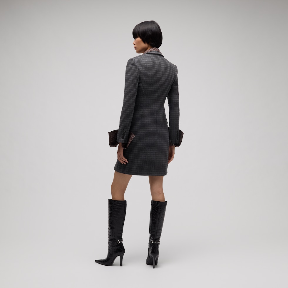 Checked wool coat