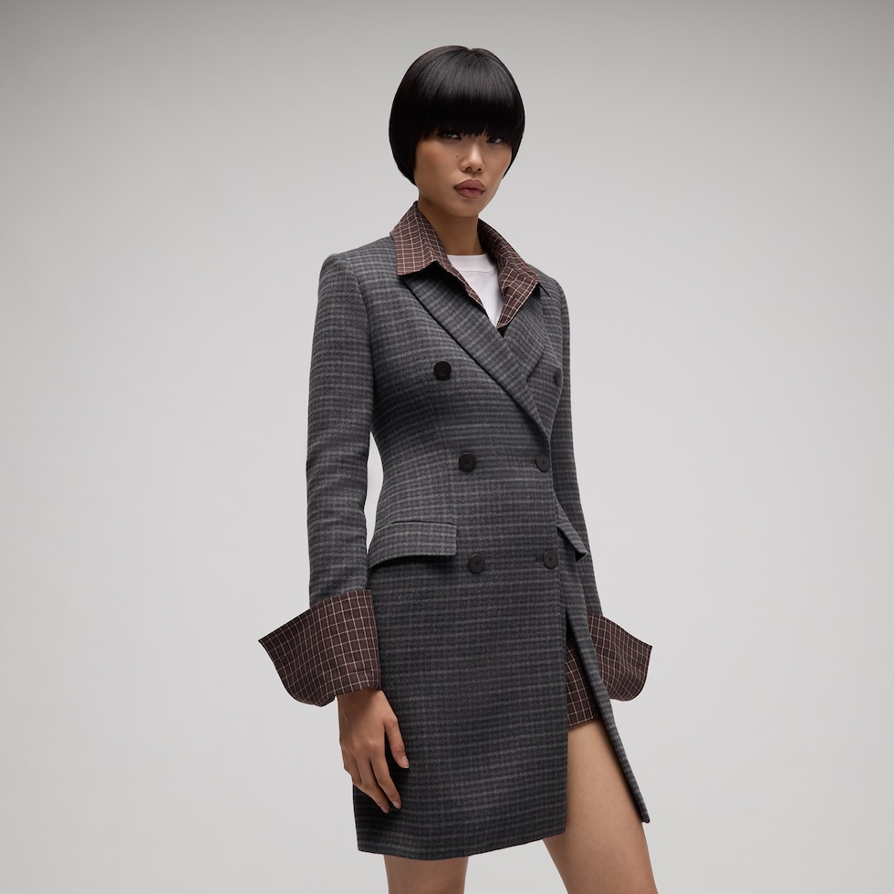 Checked wool coat