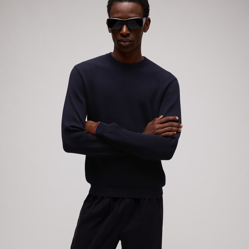 Rib cotton knit sweater