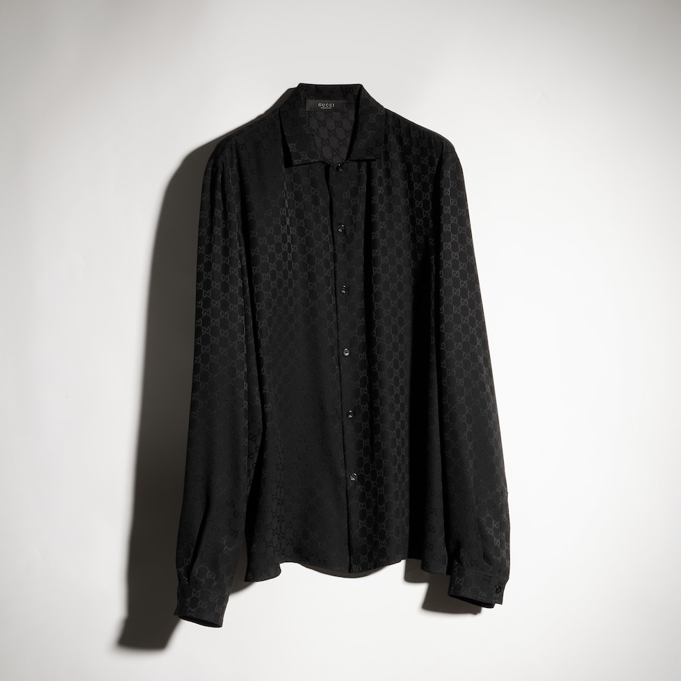 Camisa de jacquard de seda con GG