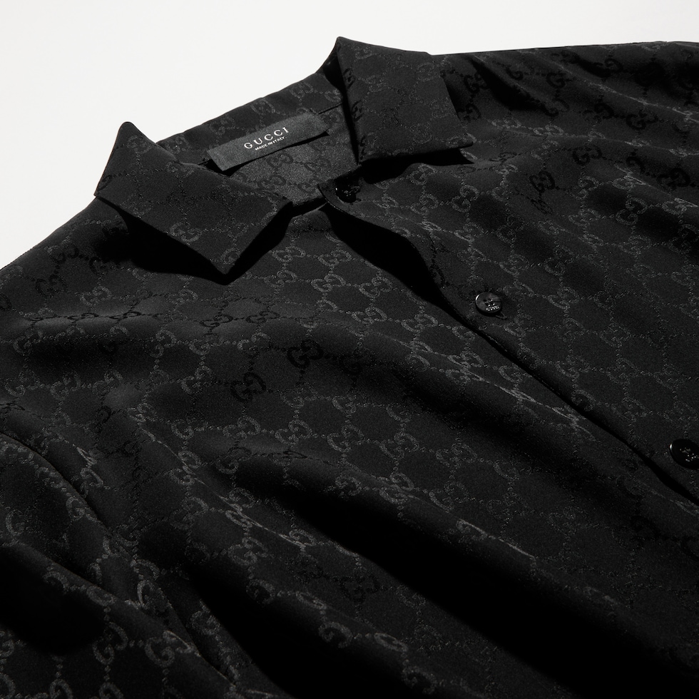 Camisa de jacquard de seda con GG