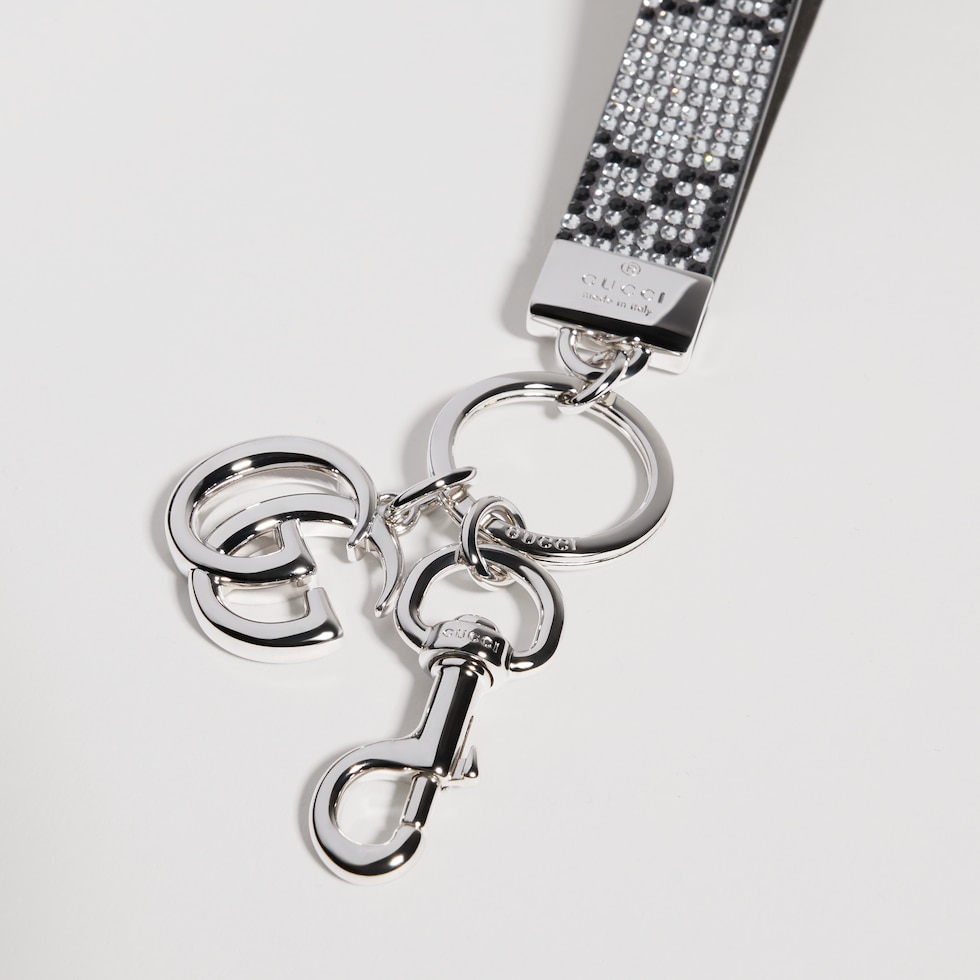 Crystal keychain charm with GG