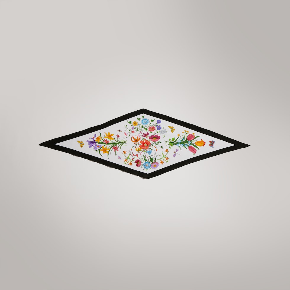 Printed silk twill diamond scarf