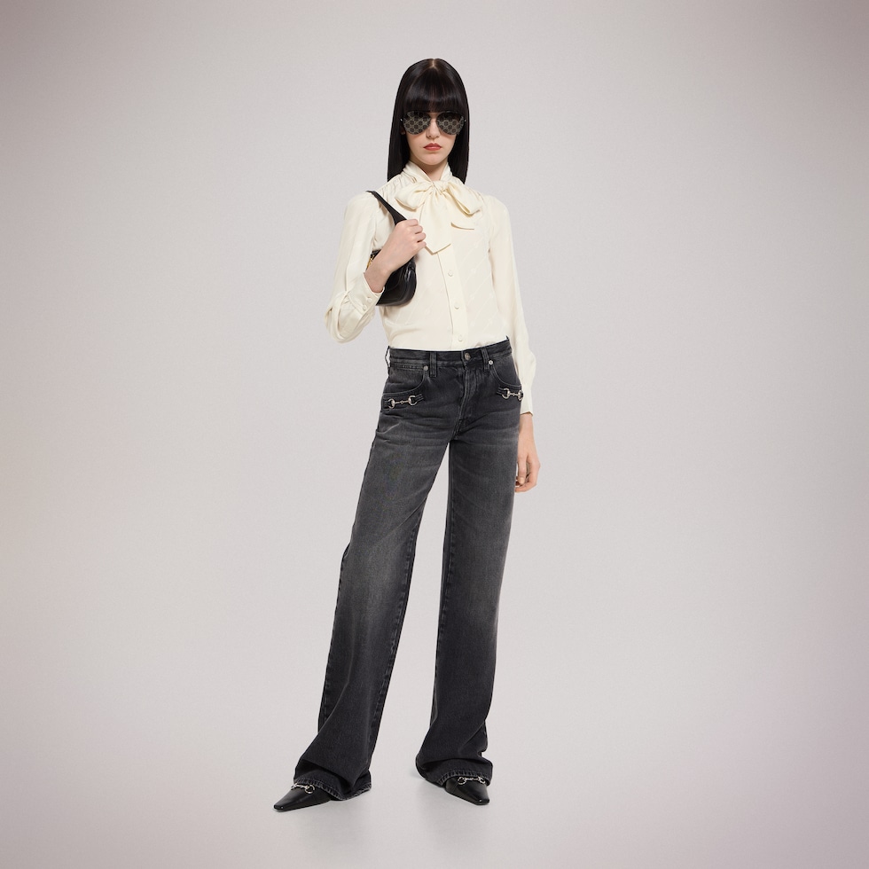 Silk crêpe satin Interlocking G shirt