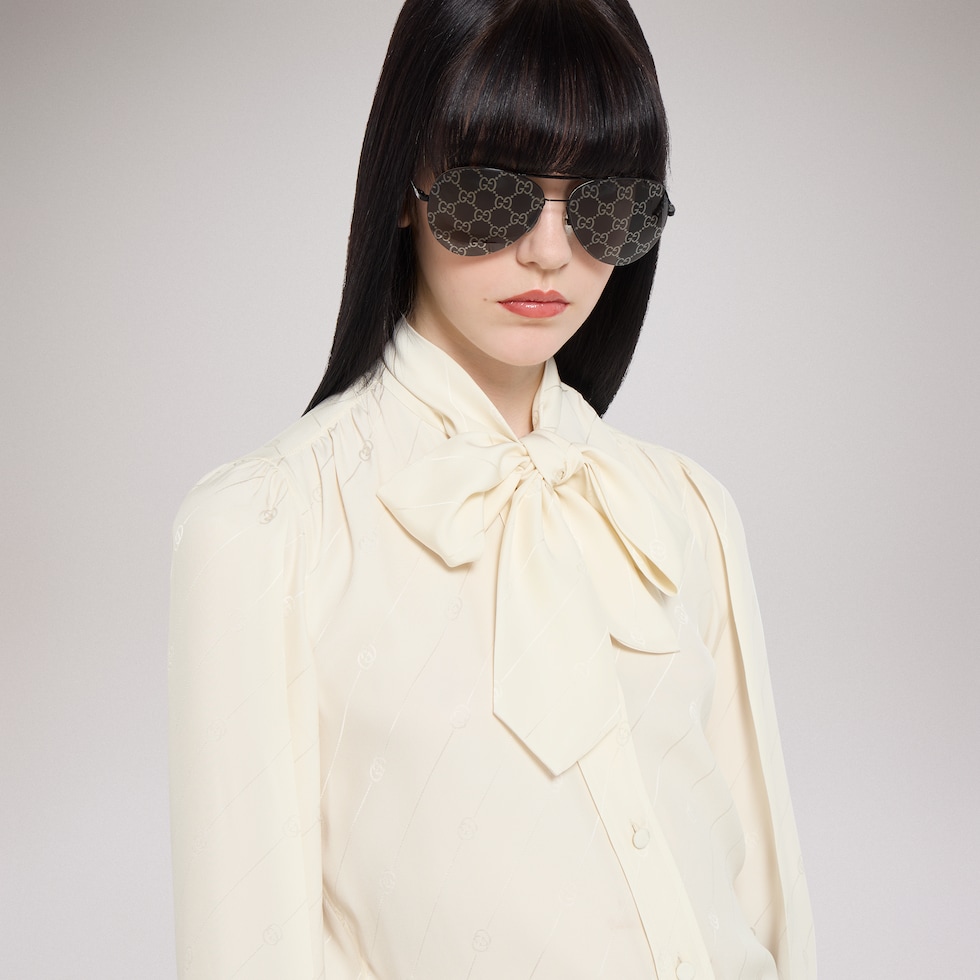 Silk crêpe satin Interlocking G shirt
