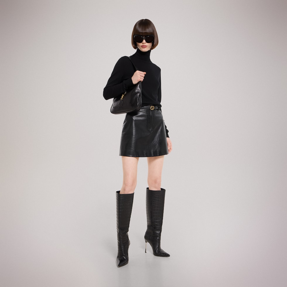 Thin belt with Interlocking G buckle