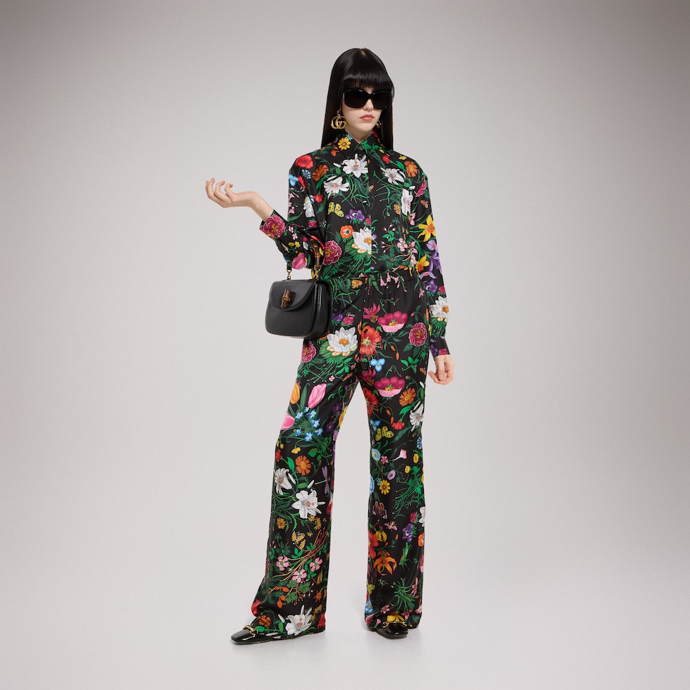 Printed silk twill shirt