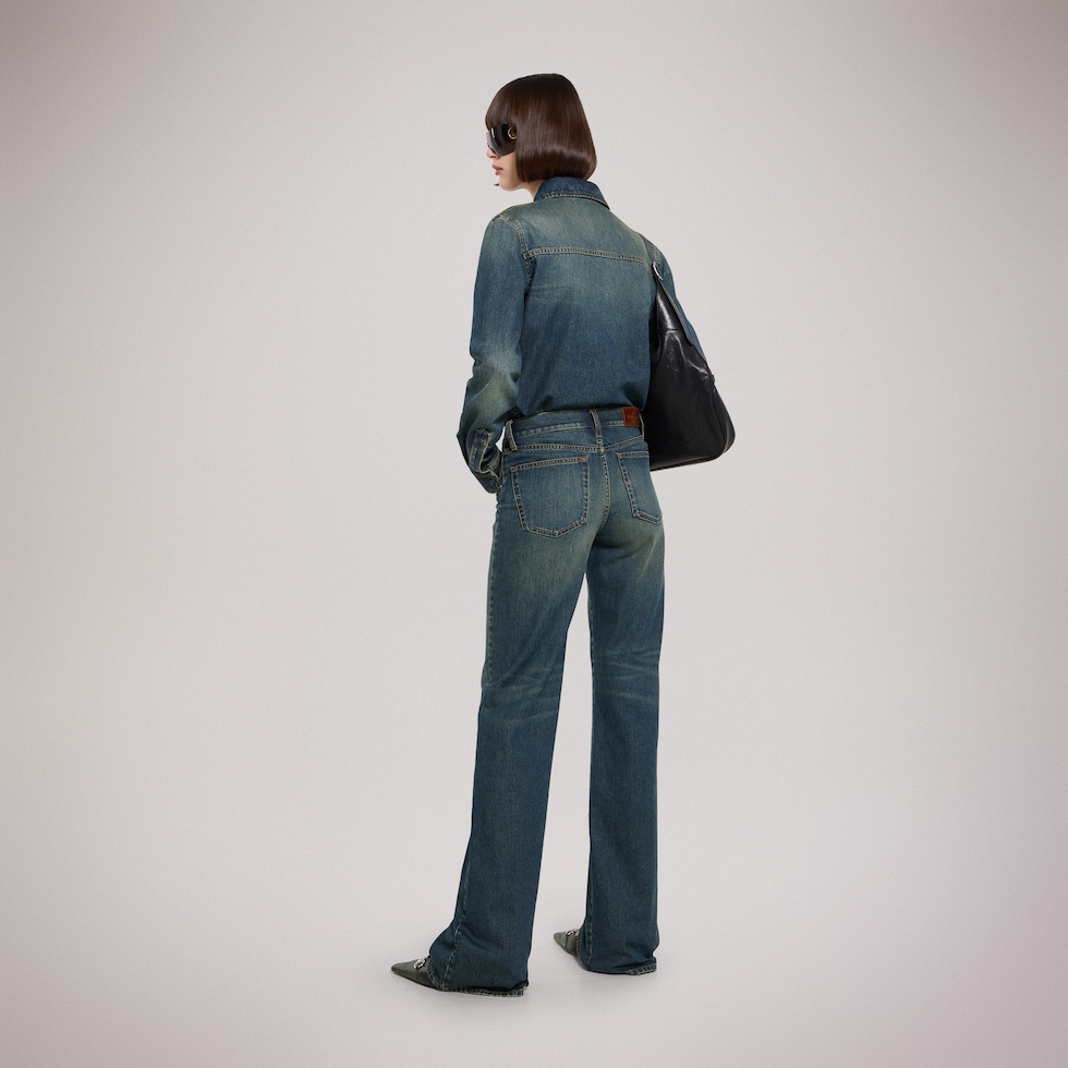 Camina de denim de algodón con bordado