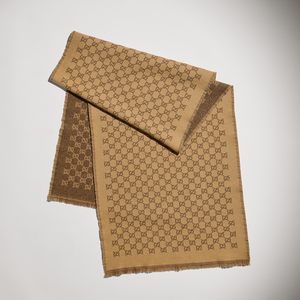 GG wool viscose lamé scarf