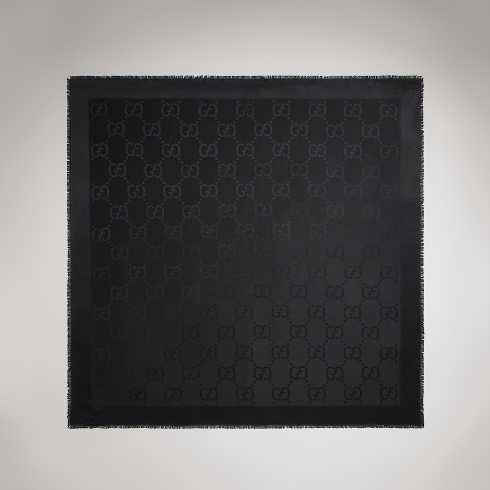 GG jacquard silk wool shawl