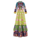 Embroidered organdy flower silk gown