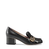 Leather mid-heel pump