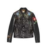 Veste en cuir avec motifs peints