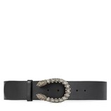 Leather belt with tiger head buckle
