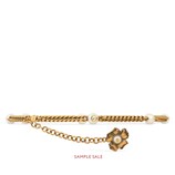 Chain belt with metal flower