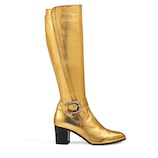 Metallic leather knee boot