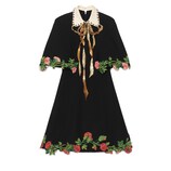 Embroidered wool silk cape dress