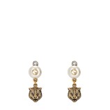 Feline earrings with resin pearls