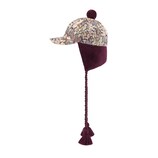 Floral tapestry cap with ear flaps