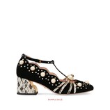 Studded mid-heel pump