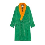 Embroidered velvet dressing gown