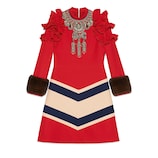 Embroidered wool silk dress
