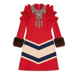 Kleid aus Wolle und Seide mit Stickerei